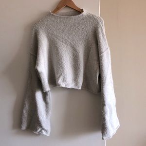 Grey Free People cropped sweater